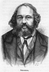 Portræt af Mikhail Aleksandrovich Bakunin (1814 - 1876), russisk anarkistisk revolutionær. Gravering 1800-tallet.