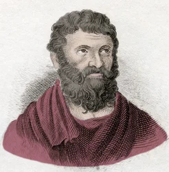 Portræt af Miltiad (Miltiades) den unge (540-489 f.Kr.), athensk strategi og tyran af Chersonese af Thrakien. Indgravering af det 19. århundrede.