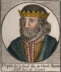 Portræt af Pepin III dit Pepin le Brief (714-768) konge af Frankrig - Pepin III (714-768) (Pepin den Korte) Frankernes konge - gravering fra "Instruction sur l