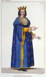 Portræt af Filip VI af Valois (1293-1350) konge af Frankrig. Stik af 1830