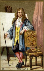 Portræt af Pierre Mignard (1612 - 1695), fransk maler, dekoratør og tegneserieskaber. Kromolitografi af det 19. århundrede.
