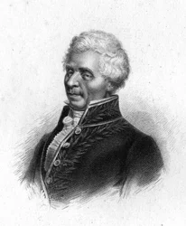 Portræt af Pierre Simon, Marquis de Laplace, astronom (1749 - 1827), gravering 1833.