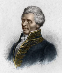 Portræt af Pierre Simon, Marquis de Laplace, astronom (1749 - 1827), gravering 1833.