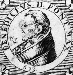 Portræt af pave Benedikt II. Indgravering af det 19. århundrede.