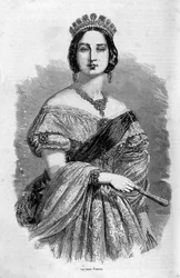 Portræt af dronning Victoria young - gravering, midten af det 19. århundrede