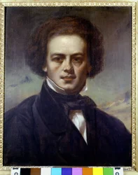 Portræt af Robert Schumann (1810-1856), tysk komponist. Anonymt maleri omkring 1840. Museo Teatrale alla Scala.