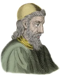 Portræt af Sankt Bede den Ærværdige (Beda Venerabilis) (672-735) Munk og Kirkens Doktor - Indgravering