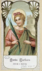 Portræt af "" Santa Barbara jomfru og martyr "", italiensk fromt billede