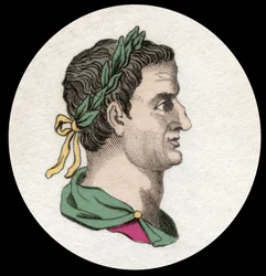Portræt af Servius Sulpicius Galba (3 f.Kr.-69 e.Kr.), romersk kejser. 1800-tals gravering