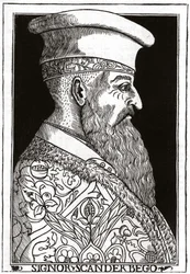 Portræt af Skanderbeg (eller Scanderbeg) (1403 - 1468), albansk krigsmand.