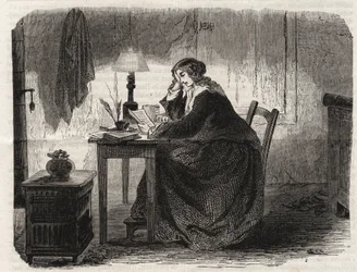 Portræt af Marie-Sophie Germain (1776-1831), fransk matematiker, fysiker og filosof - gravure, 1860