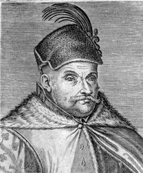 Portræt af Stephen I Bathory (1533-1586), Prins af Transsylvanien og konge af Polen. Indgravering af det 16. århundrede