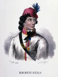 Portræt af Thaddeus (Tadeusz) Kosciuszko (Kosciusko) polsk soldat (1746-1817). Indgravering af det 19. århundrede