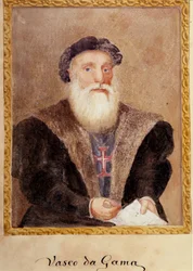 Portræt af Vasco de Gama - i "" Prins Henri af Portugals liv med tilnavnet Søfareren"" af Richard Henri Major