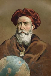 Portræt af Vasco de Gama. Portugisisk navigatør (Sines, Alentejo, ca. 1469 til Cochin, Indien