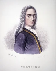 Portræt af Voltaire. 1800-tals gravering.