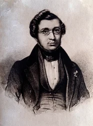 Portræt af den engelske komponist Adolphe Adam (1803-1856) Indgravering. 1800-tallets Bologna, civico museo bibliografico
