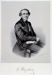 Portræt af den tyske operakomponist Giacomo Meyerbeer (1791-1864) Gravering. 19. århundrede. Bologna, borgermusikmuseum