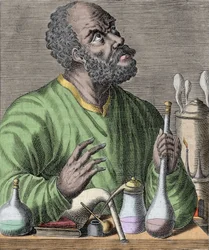 Portræt af den arabiske kemiker Jabir (Jabir Ibn Hayyan) Jabir Ibn Hayyan (721-776).
