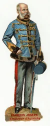 Portræt af kejseren af Østrig Francois Joseph I (1830-1916) Kromolitografi slutningen af det 19. århundrede. Privat samling