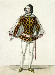 Portræt af den franske tenor Gilbert-Louis Duprez (1806 - 1896) i rollen som Fernando i tredje akt af "La Favorite" af Donizetti i Paris. 1838.