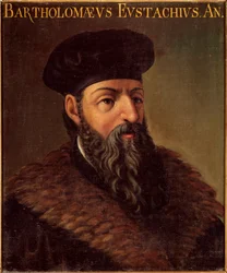 Portræt af den italienske anatom og læge Bartolomeo Eustachi (Barthelemy Eustache) (1505-1574) Anonymt maleri. 1500-tallets Padua, Universite Italy - Portræt af den italienske anatom og læge Bartolomeo Eustachi (1505-1574). Anonym maling