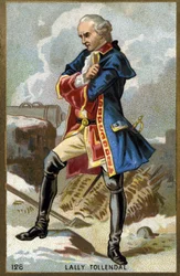 Portræt af markisen af Thomas Arthur, baron de Tollendal, jarl af Lally (1702 - 1766), fransk general af irsk oprindelse. Kromolitografi i slutningen af det 19. århundrede.