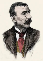 Portræt af den portugisiske forfatter og diplomat Jose Maria de Eeca de Queiros eller Queiroz (1845-1900). Indgravering af det 19. århundrede