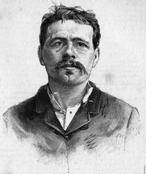 Portræt af anarkisten François KOENIGSTEIN, kendt som RAVACHOL (fra hans mors navn) (1859 - 1892).