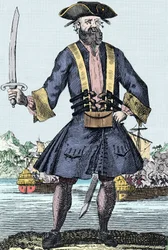Portræt af piraten Edward Teach, kaldet Barbenoire (Blackbeard)