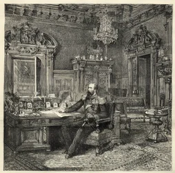 Prins Alexander af Bulgarien (1857-1893), i sit arbejdsværelse - Alexander af Battenberg - Portræt af Alexander I af Bulgarien eller Alexander af Battenberg (1857-1893) i sit arbejdsskab - 1886 -