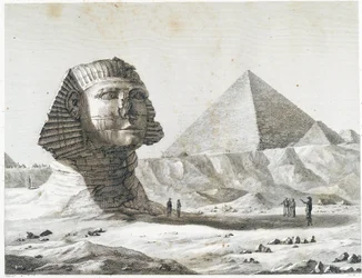 Pyramiderne i Giza: udsigt til Sfinksen og den store pyramide, set fra sydøst - i Beskrivelse af Egypten, kejserlige udgaver