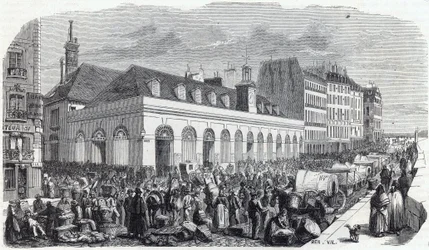 Quai des Augustins: Walk of the Valley - Indgravering i "" Tableau-de-Paris"" af Edmond Texier