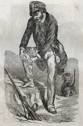 Rage - behandling af bid lavet af et rasende dyr - gør ondt ved at trykke hans sår - indgravering i "La Sante Universelle - Medicinsk vejledning for familier"" 1852