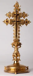 Relikviekors. Metalsmedning med juveler. Oprindelseskloster (Saint-Amand Tournai, tidligere Elnone. 1500-tallet.