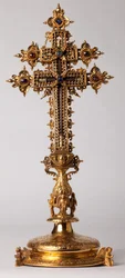 Relikviekors. Metalsmedning med juveler. Oprindelseskloster (Saint-Amand Tournai, tidligere Elnone. 1500-tallet.