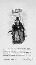 Repræsentation af Felix Tournachon dit Nadar (1820-1910) på nacellen af en ballon. 1897