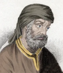 Repræsentation af Quintus Septimus Florens Tertullianus kendt som Tertullianus (ca. 150/160- ca. 230/240) teolog og kirkens fader. Indgravering af det 19. århundrede.