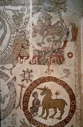 Repræsentation af den imaginære indiske fauna, der symboliserer Alexander den Stores bedrifter