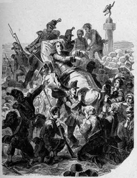 Revolution 1848: "" Ærkebiskoppen Denis Affre (1793-1848) sår og bærer på en båre i 1848."