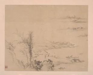 River Scene (albumblad; blæk på silke)