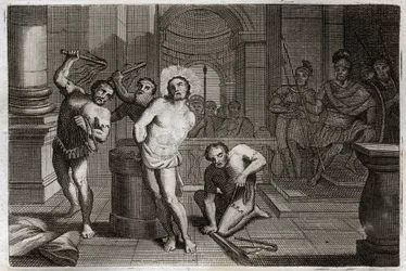 Royaumont Bibelen, Det Nye Testamente: Piskning af Jesus Kristus. Illustration af 1811.