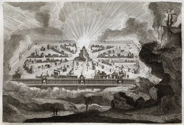 Royaumont Bible, Ny Testamente: Ny Jerusalem. Englen viser Johannes det Nye Jerusalem. Illustration fra 1811.