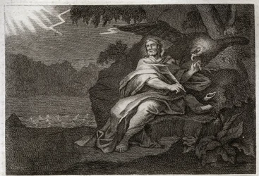 Royaumont Bible, Det Nye Testamente: Evangelisten Sankt Johannes med ørnen. Illustration fra 1811.