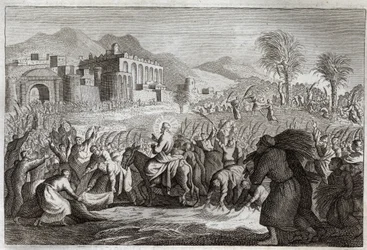 Royaumont Bibelen, Det Nye Testamente: Jesu Kristi triumf. Jesu indtog til Jerusalem. Illustration fra 1811.