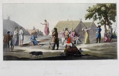 Russisk dans og leg. I "" Den gamle og moderne dragt"" 1819-1820, af Ferrario.