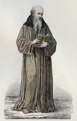 SAINT BONAVENTURE (1221-1274) Italiensk franciskansk kardinal, teolog og filosof - Portræt af Saint Bonaventure (Giovanni da Fidanza eller Bonaventura de Bagnorea, ca. 1220-1274), teolog, kirkedoktor (serafisk læge). Indgravering af 19