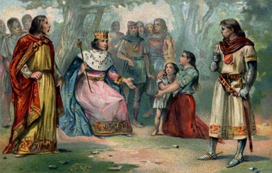 Saint Louis (1214-1270), konge af Frankrig, der yder retfærdighed under egetræet i Vincennes.