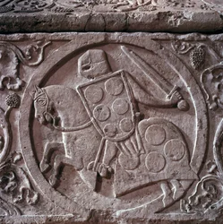 Sarkofag af ridderen af paladsfamilien (sandsynligvis Hugh af paladset), detalje af det nederste relief. marmor. 1292. Toulouse, Jakobinernes Kirke