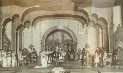 Scene af teaterstykket ""le Faux Dmitri"" af Alexandre Nikolaievitch Ostrovski (1823-1926). Teater Maly de Moscou. Photographie, annees 1870. Statens centrale A. Bakhrushin Teatermuseum, Moskva Scene fra teaterstykket ""False Dmitriy"" af Ale
